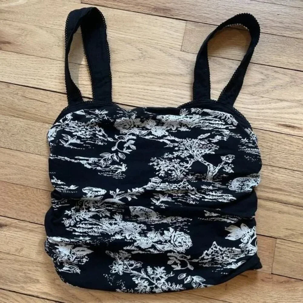 Free People Printed Two Tone Tank Black/White Combo NWOT Size XS